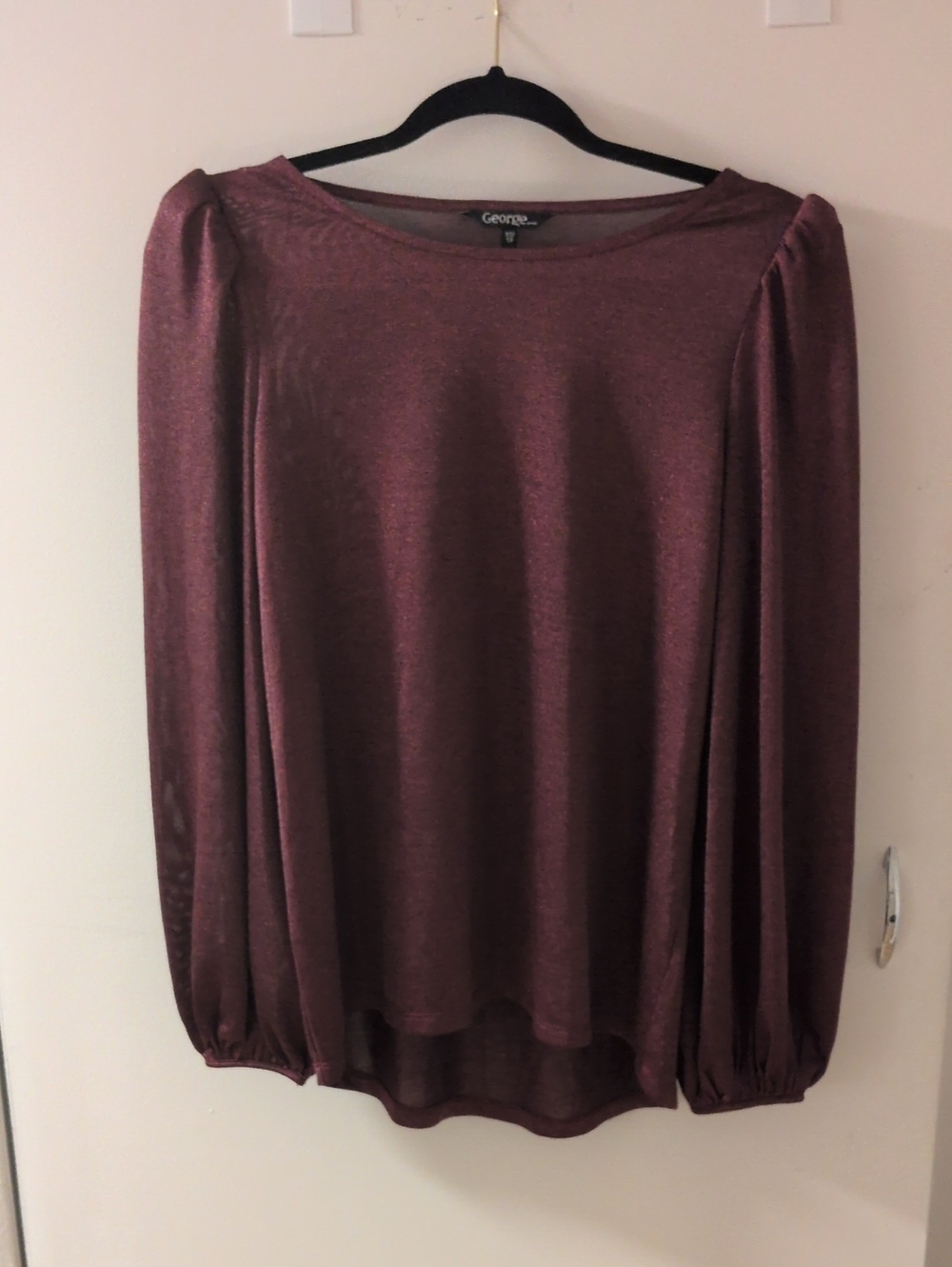 George Metallic Plum Long Sleeve Blouse